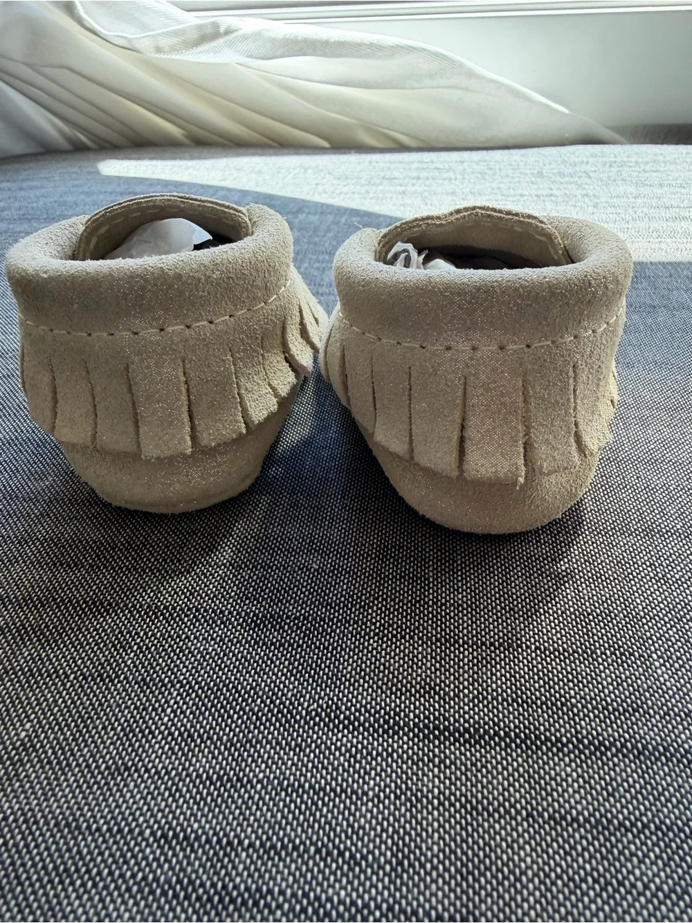 Freshly Picked Tan with Shimmer Suede  Baby Moccasins